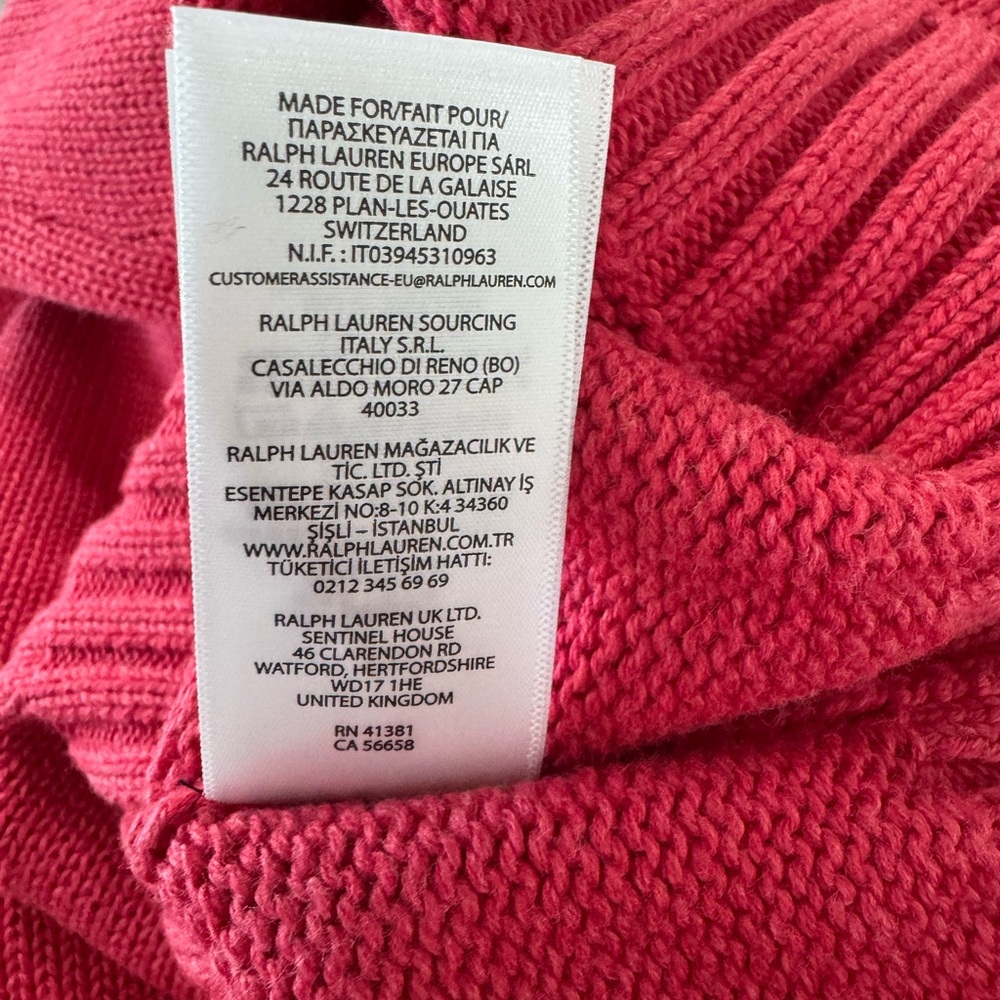 NWT Unisex Ralph Lauren Red Crewneck Sweater with American Flag Size M - Picture 7 of 7